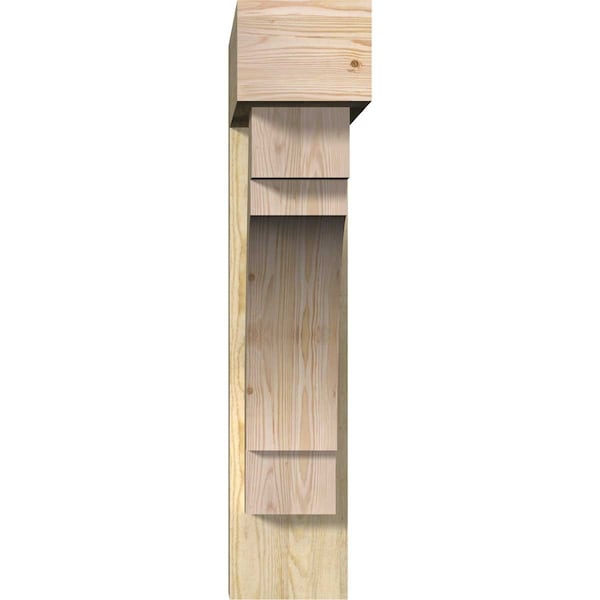 Merced Block Rough Sawn Bracket W/ Offset Brace, Douglas Fir, 8W X 34D X 38H